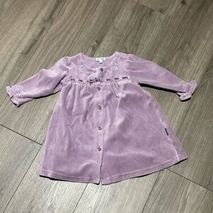 Vintage Le Top Lavender Purple  Velvet Button-Front Girls Dress